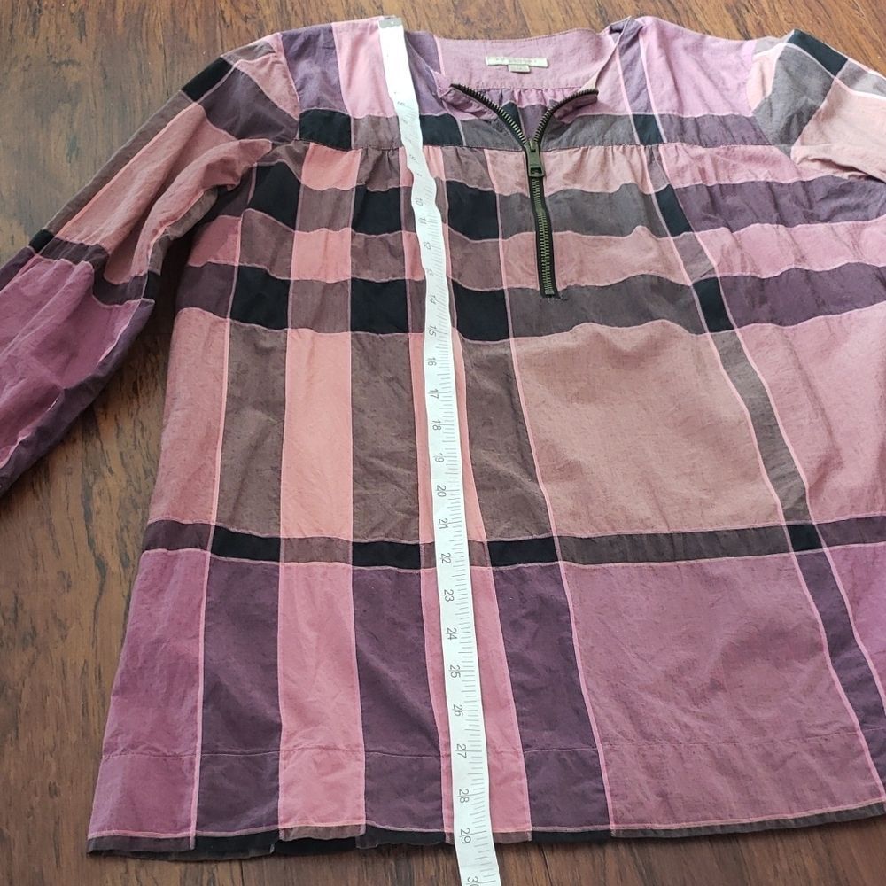 Burberry Nova Check Plaid Tunic Size M Pink Purple Chic Boho Preppy Coastal - Picture 6 of 8